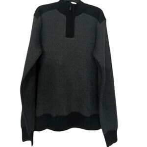 Scott James Men’s Large Grey Black 1/4 Zip Mock Neck Sweater Pullover NWT